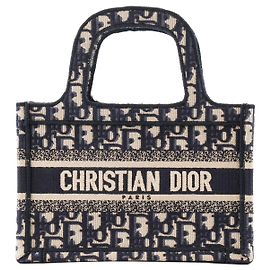 DIOR - Bolsa Tote Mini Book em Lona Monogramada Azul Marinho Azul marinho