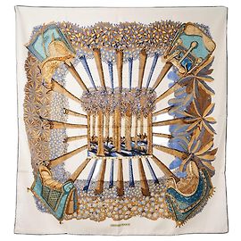 HERMÈS - Lenço 90 Ombros e Luzes Hermès em Seda Multicolorida Multicor