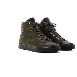 HERMÈS - Hochformat-Sneaker aus khakifarbenem Wildleder und glattem schwarzem Leder (Größe 43) Khaki