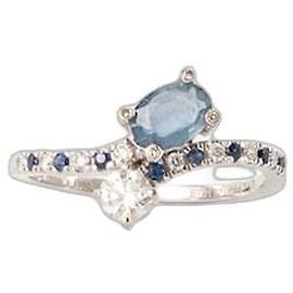 MAUBOUSSIN - Anel Toi & Moi Mauboussin em ouro branco com diamantes e safiras (T52) Prata