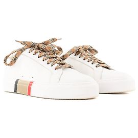 BURBERRY - White smooth leather sneakers (Size 37) White