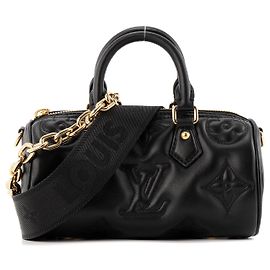 LOUIS VUITTON - Bolsa transversal Papillon BB Bubblegram Louis Vuitton em couro preto edição limitada Preto