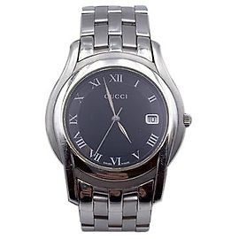 Gucci Stainless Steel Mod 5500 M Watch Date Indicator Black Silvery