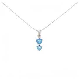 Autre Marque Diamant-Halskette mit blauem Topas K14WG Silber