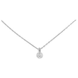 Autre Marque Diamant-Halskette Pt900 Pt850 Silber