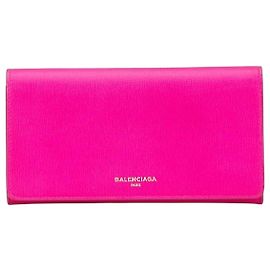 Balenciaga Logo Essential Leather Wallet Pink