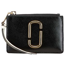 MARC JACOBS The Snapshot Leather Coin Card Case Brown Black White