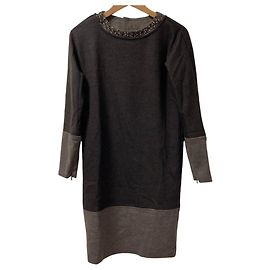 Max Mara Woll-Langkleid Braun