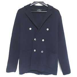 LANVIN COLLECTION Wool Silk Tailored Jacket Blue Navy blue