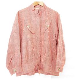 Christian Dior Check Stand Collar Jacket Red