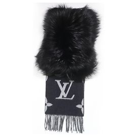 Cachecol Reykjavik de pele de raposa e cashmere Louis Vuitton Preto