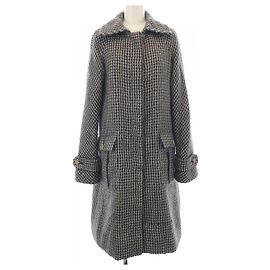 Abrigo de lana Chanel Negro Blanco