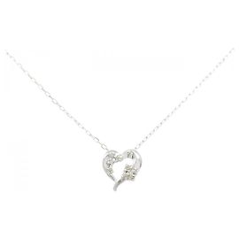 Autre Marque K10 Weißgold-Diamant-Halskette Silber