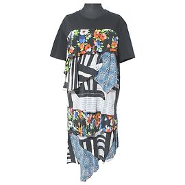 Autre Marque MSGM Patchwork T-Shirt Kleid Schwarz