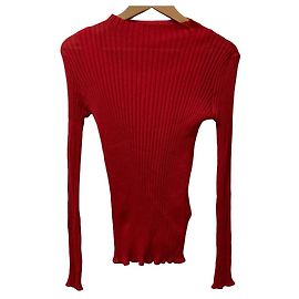 Autre Marque CAST : Pull en maille transparente à col roulé Rouge