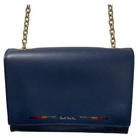Bolsa de ombro de couro com corrente Paul Smith Azul Outro