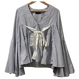 Autre Marque Ellery DECO Bluse mit Glockenärmeln Weiß Blau