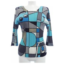 Autre Marque Top PLEATS PLEASE da Issey Miyake Marrom Preto Azul Bege