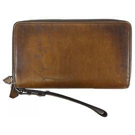 Berluti Taliscrit Leather Long Zip Wallet Brown