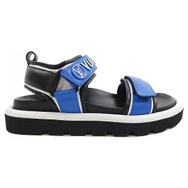 Sandali in pelle di vitello Louis Vuitton Pool Pillow Line Nero Blu