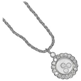 Collier Rond Chopard Happy Diamonds, Or Blanc, Diamants, Environ . Blanc
