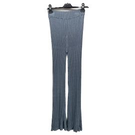 Autre Marque Pantalon bleu évasé en maille côtelée Blue