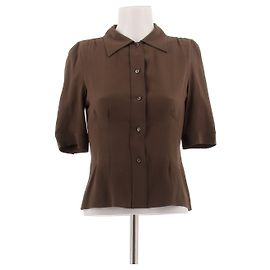 Prada Camicia marrone a maniche corte in seta Marrone