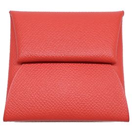 Hermès HERMES Bastia stamp Epsom Leather Wallet/Coin Case Orange Men's Orange