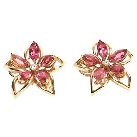 Autre Marque Orecchini in oro e fiori rosa D'oro