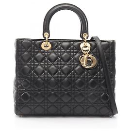 Borsa Dior Lady Large Cannage in pelle, Donna, Nero Nero