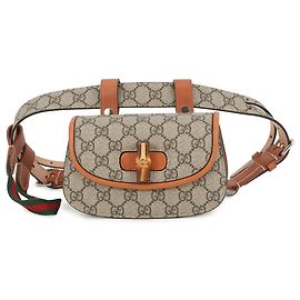 Bolsa de cintura mini GG Supreme em bambu GUCCI Marrom