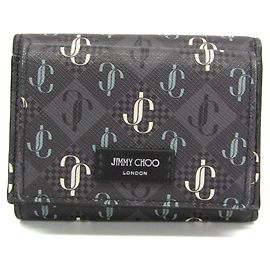 Portafoglio pieghevole in PVC e pelle Jimmy Choo JAYDEN per donne e uomini - Grigio scuro Marrone