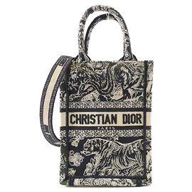 Borsa verticale mini Book Tote REVERSE TOILE DE JOUY Christian Dior Blu