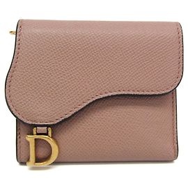 Christian Dior Saddle Lotus Wallet Women's Leather Wallet (fold) Dusty Pink Pink