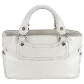 Céline Celine Boogie Handtasche, Lederhandtasche/Shopper, Silberne Hardware, Damen Weiß
