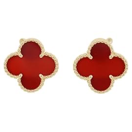 Van Cleef & Arpels Alhambra Earrings, Carnelian, Yellow Gold (), Earrings for Women Yellow