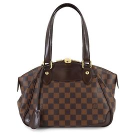 Louis Vuitton Damier Verona PM Handbag, Ebene Brown, , Gold Hardware. Brown