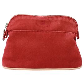 Hermès HERMES Bolide Pouch Mini Canvas Leather Red Women's Red