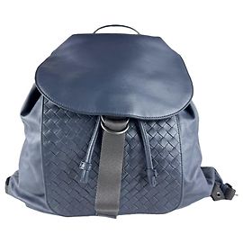 Bottega Veneta backpack, Intrecciato leather, navy, men's, Navy blue