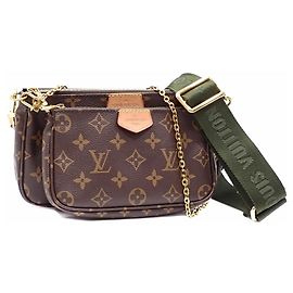 Bolsa de ombro Multi Pochette Accessoires Monogram Louis Vuitton para mulheres, Caqui Caqui