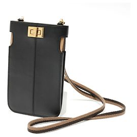 Fendi Peekaboo Smartphone Holder Leather Black Black