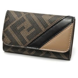 Fendi Diagonal - Étui à clés, cuir PVC, marron Marron