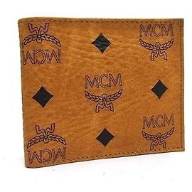 MCM (MCM) fold wallet, Visetos Glam Cognac leather, men's, monogram Brown