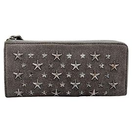 Cartera Larga JIMMY CHOO, Cuero Caqui, Hombre/Mujer, con forma, Estrellas Studs Caqui