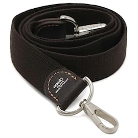 Hermès HERMES Correa de Hombro para Uso en Jardín, Lona y Cuero, Marrón Oscuro Castaño