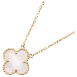Van Cleef & Arpels Vintage Alhambra Mother-Pearl Necklace, (Yellow Gold), Mother-Pearl, Women's, Gold/White Tones White