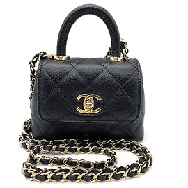 CHANEL Matelassé Coco Handle Micro Catena Clutch Nera Nero