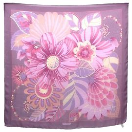 Xale de chiffon de seda Salvatore Ferragamo com grande flor para mulheres Roxo