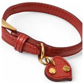 Pulsera Bangle PRADA Sin Usar SAFFIANO Encanto Corazón FUOCO Rojo Roja