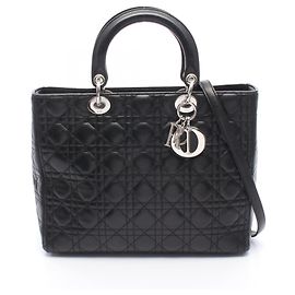 Borsa Dior Lady Large Cannage di Christian Dior, Pelle, Donna, Nero Nero